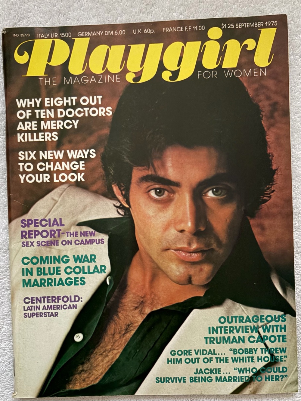 Unisex Playgirl Magazine Cover Featuring Latin American Superstar September 1975